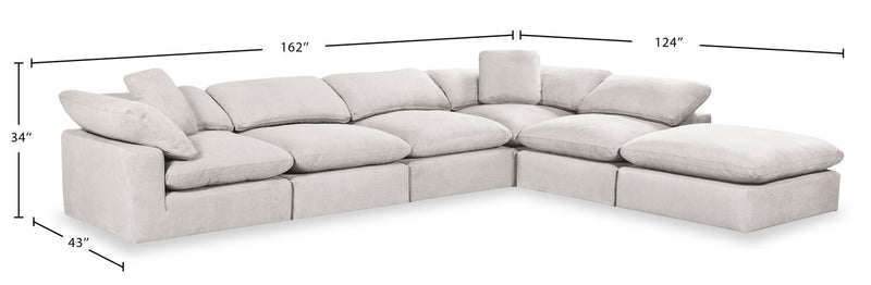 Eclipse 6-Piece Linen-Look Fabric Modular Sectional - Linen