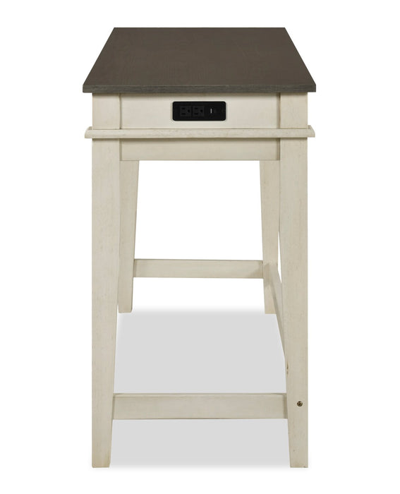 Nyles 60\" Contemporary Console Table with 3 Counter-Height Stools and USB Ports- Buttermilk
