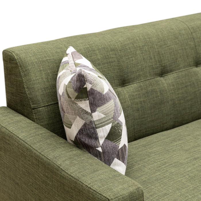 Kort & Co. Freeman 80” Avocado Green Linen-Look Fabric Condo Size Sofa with Wood Base and Legs