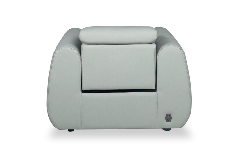 Gianna 40\" Spa Blue Genuine Leather Power Reclining Chair with Power Headrest and USB Port