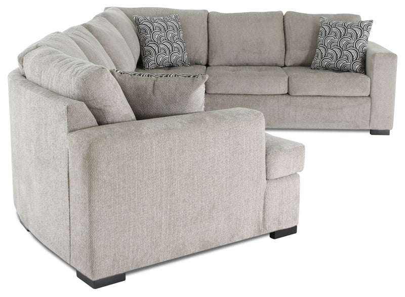 Legend 3-Piece Left-Facing Chenille Cuddler Sleeper Sectional - Platinum 