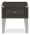 London 19\" Industrial End Table – Grey Wood Finish and Silvery Metal Legs   
