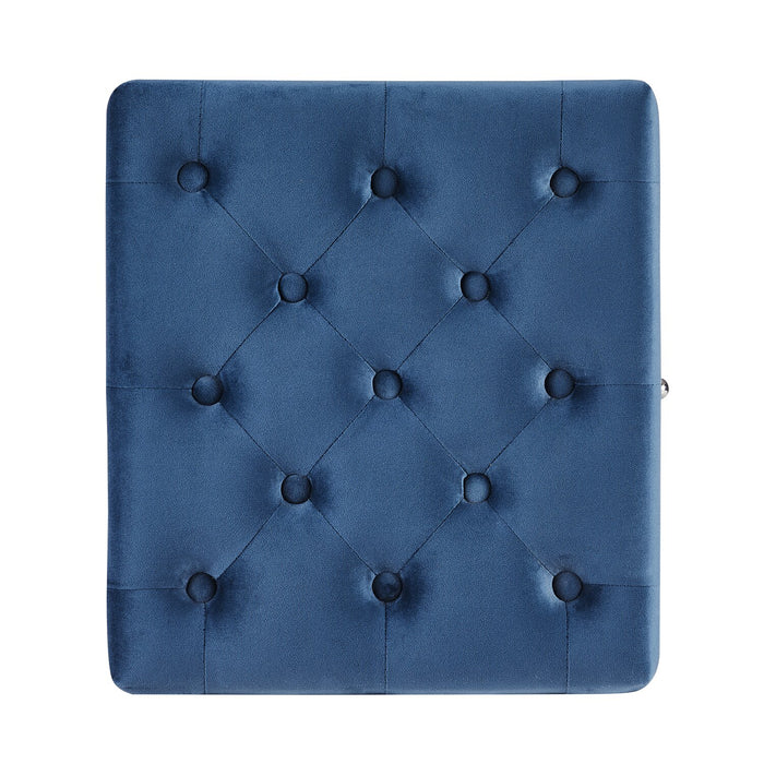 Yukon Square Velvet Storage Ottoman - Navy