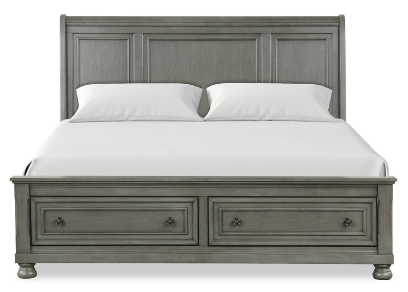 Chelsea 5pc Bedroom Set with Storage Bed, Dresser & Mirror, Grey - King Size