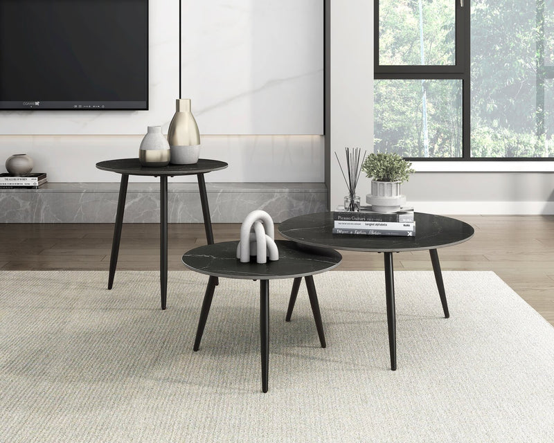 Delancey 3-Piece Coffee and Two End Tables Package - Black