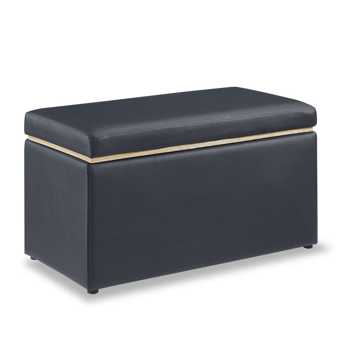 Edmonton Rectangular Storage Ottoman - Navy