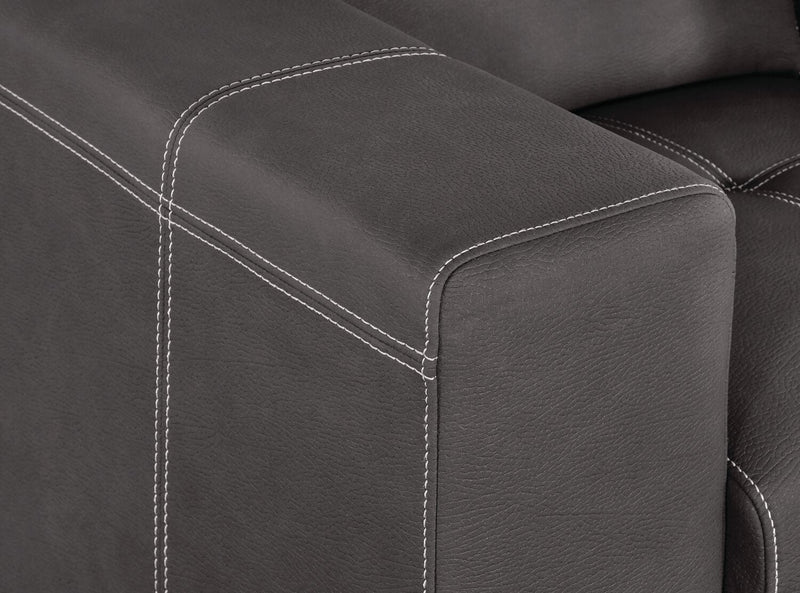 Drake 41.5\" Faux Suede Fabric Chair with Pull-Out Ottoman and Flip-Up Headrest - Cement Grey 