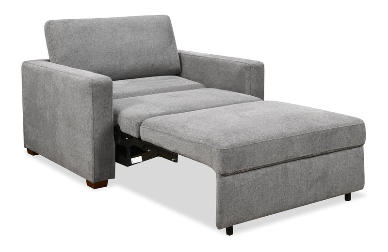 Dusk 52 \" Linen-Look Fabric Sleeper Chair with Track Arms - Grey