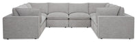 Fusion Modular 8-Piece Silver Grey Chenille Fabric Sectional with Removable Feather Down Back Cushions 