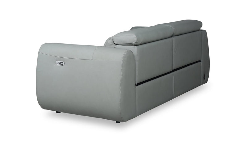 Gianna 76\" Spa Blue Genuine Leather Power Reclining Sofa with Power Headrests and USB Port