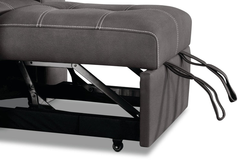 Drake 41.5\" Faux Suede Fabric Chair with Pull-Out Ottoman and Flip-Up Headrest - Cement Grey 