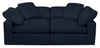 Eclipse Modular 86\" Linen-Look Fabric Loveseat with Reversible Feather Down Cushions - Navy Blue 