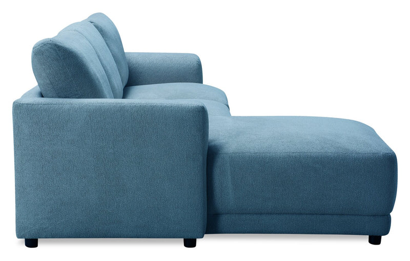 Voyage Modular 3-Piece Right-Facing Fabric Sectional with Removable Back Cushions – Blue