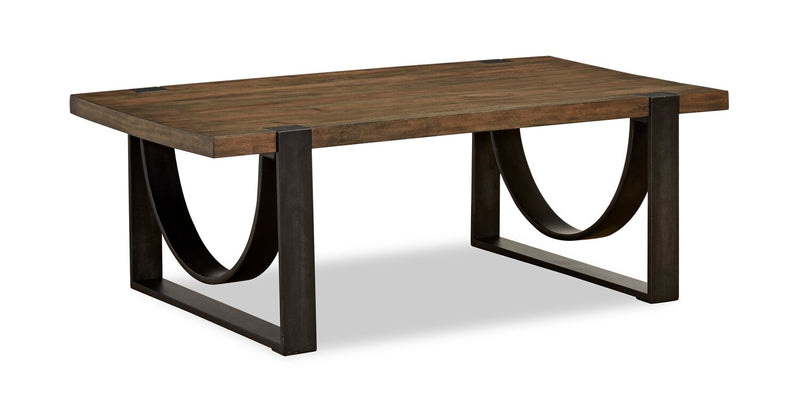 Brewer 50” Industrial Solid Wood Coffee Table - Rustic Honey