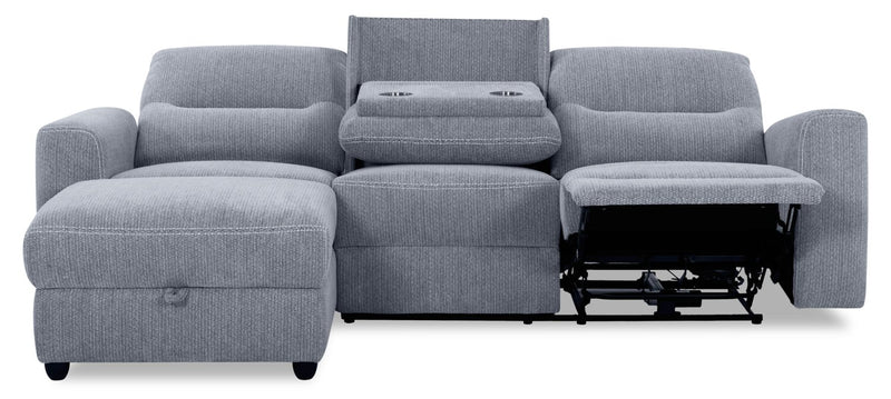 Meadow 2-Piece Left-Facing Charcoal Grey Chenille Fabric Power Reclining Sectional with Storage Chaise
