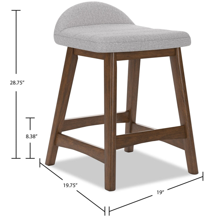 Jovi Counter-Height Stool with Linen-Look Fabric, 24\"H, Wood - Grey 