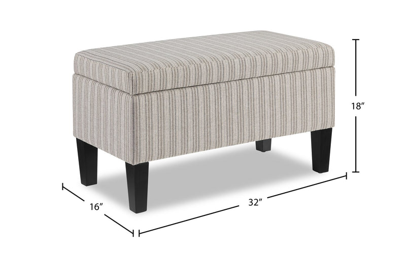 Calgary Rectangular Storage Ottoman - Grey