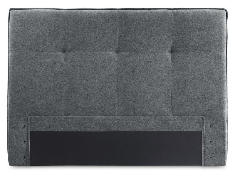 Amos Charcoal Upholstered Platform Bed with Tufted Headboard - Queen