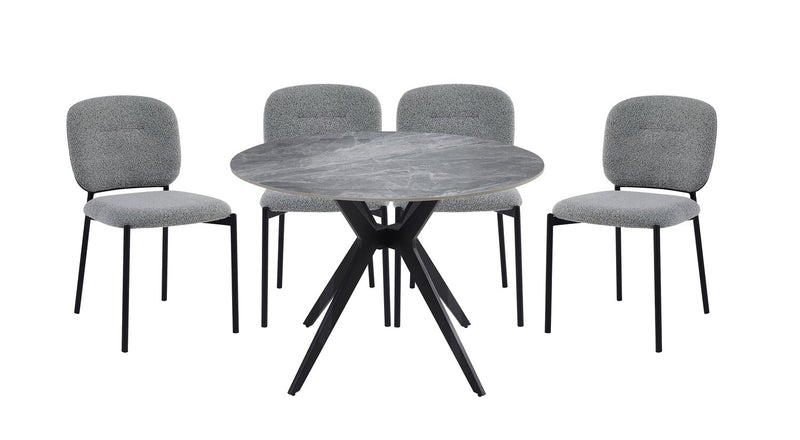 Luka Dining Table with Sintered Stone Top, Metal Base - 43.5\"W Round – White