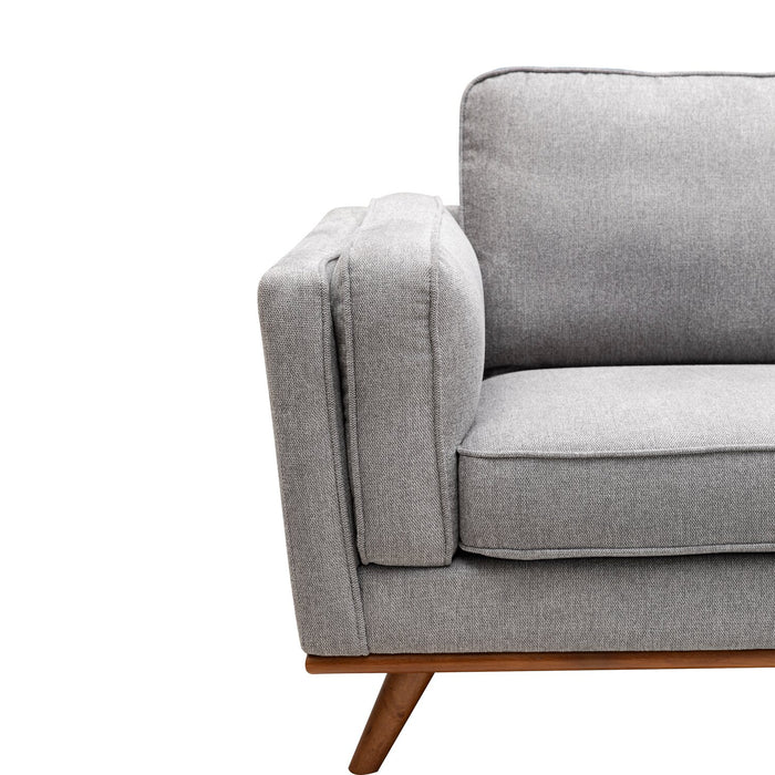 Kort & Co. Kassia 80\" Grey Linen-Look Fabric Condo-Size Sofa with Wood Base and Legs