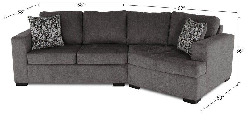 Legend 2-Piece Right-Facing Chenille Cuddler Sectional - Pewter