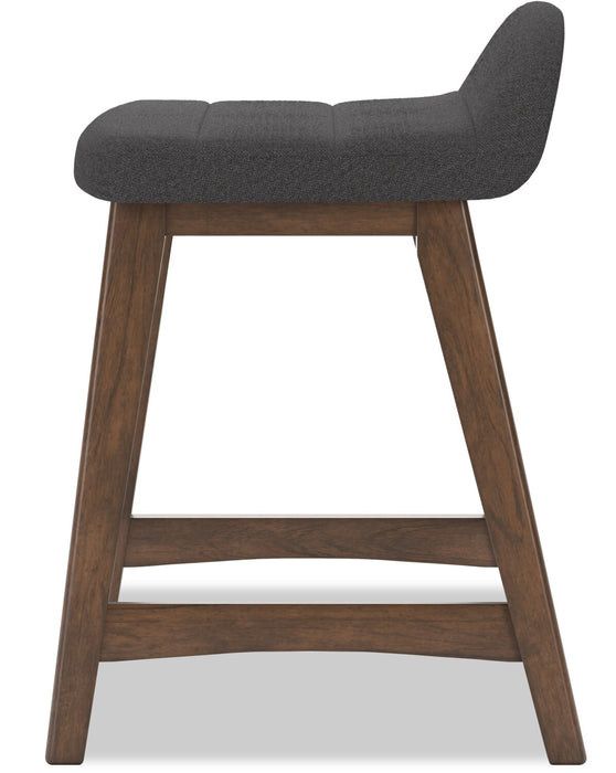 Jovi Counter-Height Stool with Linen-Look Fabric, 24\"H, Wood - Charcoal 