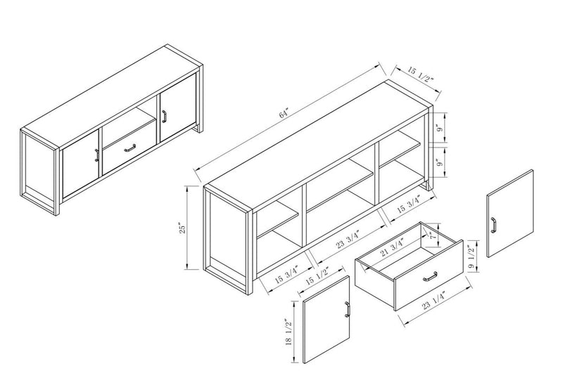 Alvin 64\" Modern TV Stand with Storage and Cable Management for TVs up to 70\"- Hazelnut