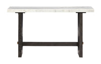 Warwick 52” Solid Wood and Marble Sofa Table – White and Brown Oak 