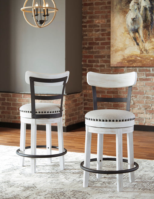 Otis Counter-Height Stool with Swivel Seat & Vegan Leather Fabric, 24\"H, Metal - White 
