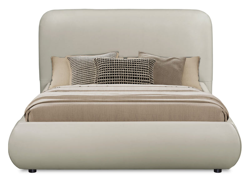 Luka Upholstered Platform Bed in Taupe Vegan Leather - Full Size