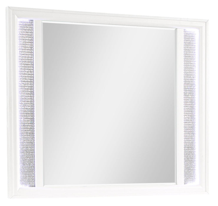 Ava Bedroom Dresser Mirror with LED Light, Glam - White 