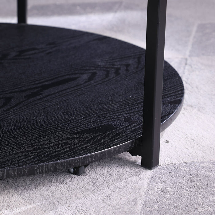 Kendal 31.5\" Modern Round Glass Top Coffee Table - Black