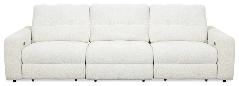 Scott Living Elevate Modular 115\" Chenille Fabric Sofa with Power Sliding Chairs and USB Ports - Beige