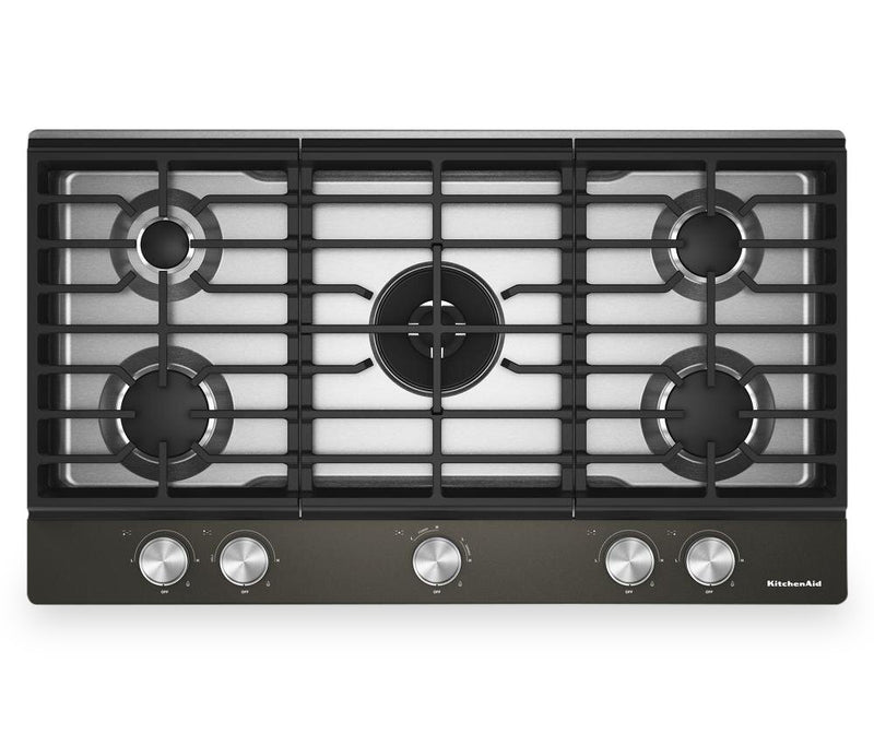 KitchenAid Gas-on-Metal Cooktop with Integrated Wok Grate – Black Ore - KCGK736SBE