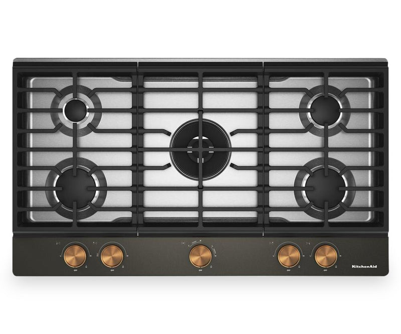 KitchenAid Gas-on-Metal Cooktop with Integrated Wok Grate – Black Ore - KCGK736SBE