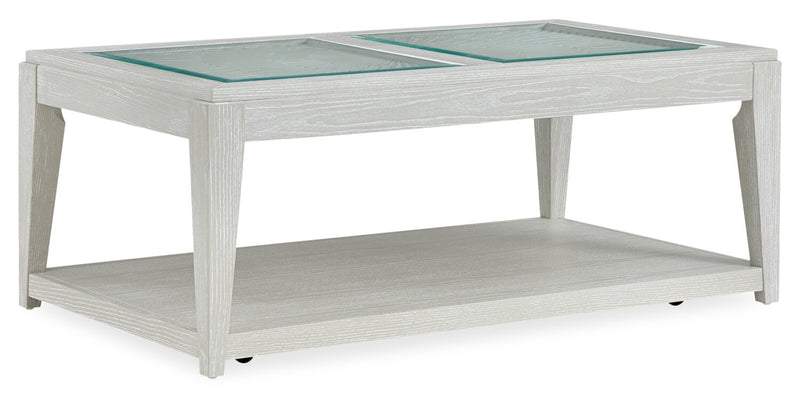 Vida 48” Solid Wood Coffee Table with Shelf and Casters - Sand