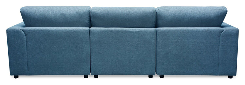 Voyage Modular 3-Piece Left-Facing Fabric Sectional with Removable Back Cushions – Blue 