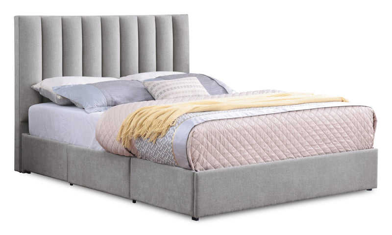 Amos Grey Upholstered Storage Bed Base - Full