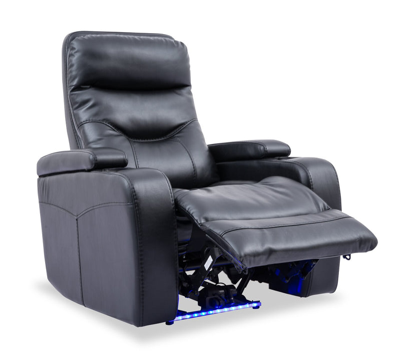 Glow 33\" Fabric Power Reclining Chair with Storage Armrests - Black 