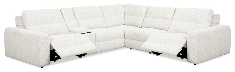 Scott Living Elevate Modular 6-Piece L-Shaped Chenille Fabric Power Reclining Sectional with Storage Console - Beige 