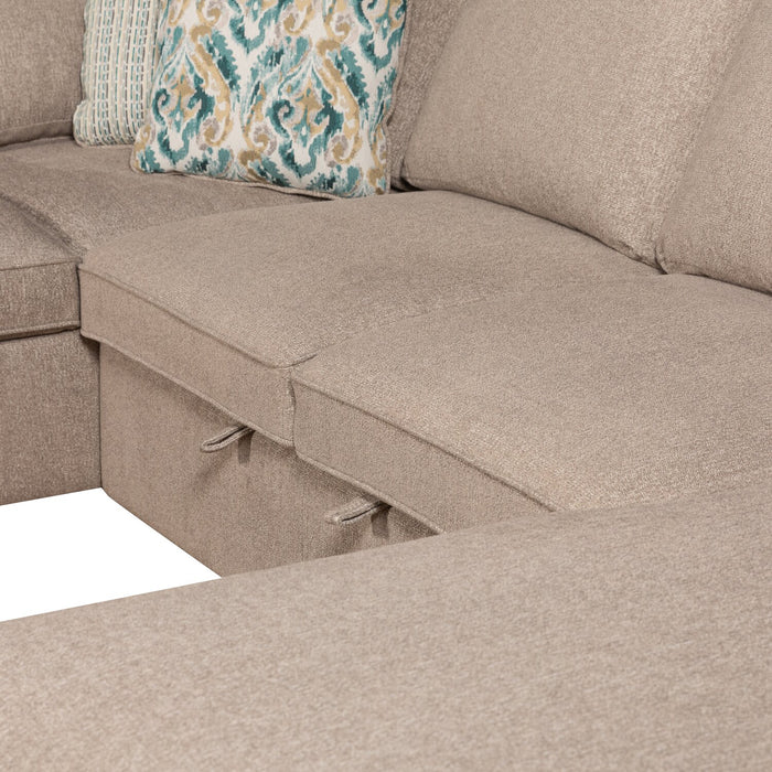 Haven 4-Piece Chenille Right-Facing Sleeper Sectional - Taupe