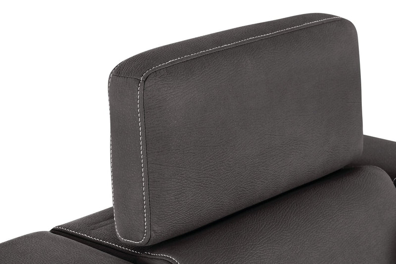 Drake 41.5\" Faux Suede Fabric Chair with Pull-Out Ottoman and Flip-Up Headrest - Cement Grey 