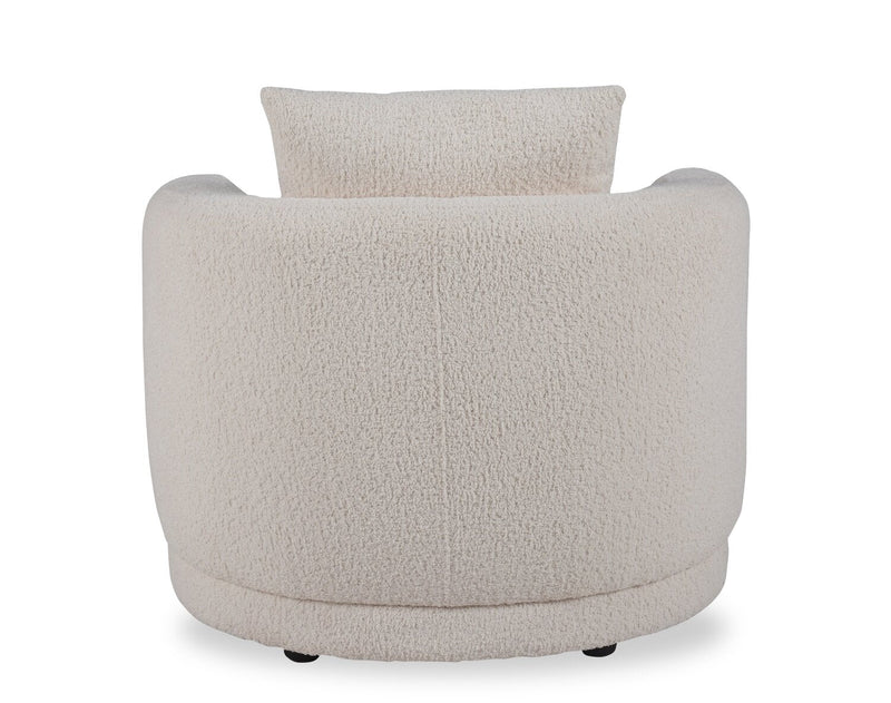 Moon 35.8\" Fabric Curved Chair with Accent Pillow - Wooly Almond White 