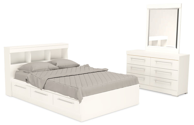 Riley 5-Piece Full Mates Bed with Headboard Bedroom Set – White