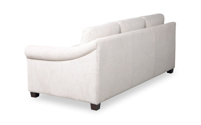 Mallie 84\" Shell White Chenille Fabric Sofa with Rolled Arms and Wood Legs