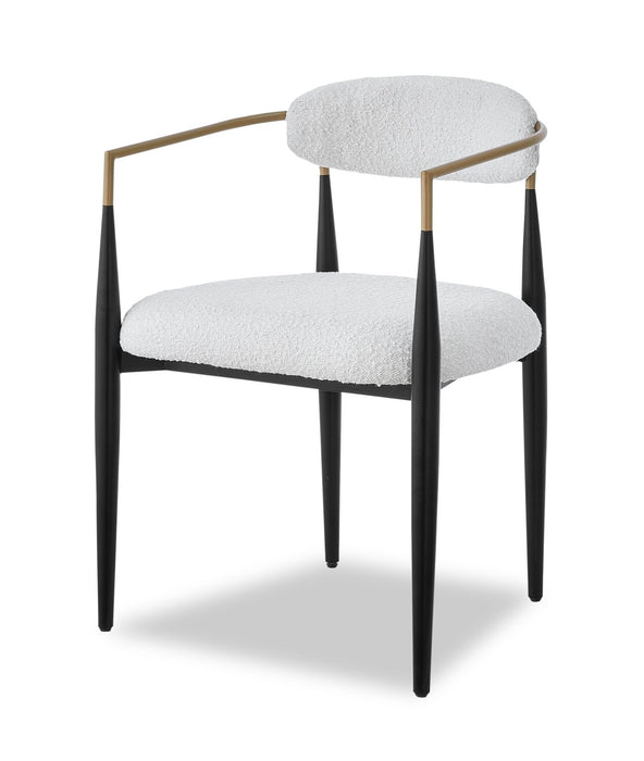 Capri Boucle Fabric Accent Dining Chair – White