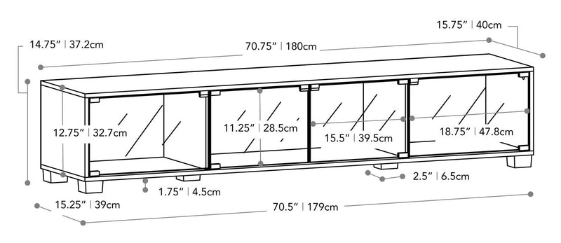 Augustus 84\" Modern TV Stand with Storage and Cable Management for TVs up to 90\"- Black