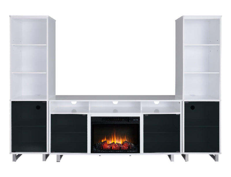 Ignatius Modern 3-Piece Entertainment Centre with Electric Fireplace and Storage for TVs up to 70\"- White