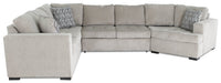 Made in Canada Legend 3-Piece Right-Facing Chenille Fabric Cuddler Sleeper Sectional - Platinum Beige