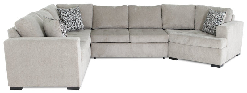 Legend 3-Piece Right-Facing Chenille Cuddler Sleeper Sectional - Platinum 